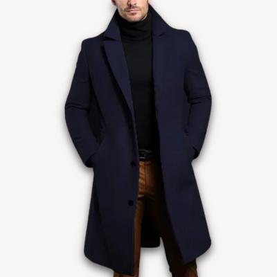 Herren Slim Fit Wollmix Wintermantel – Langer Übercoat