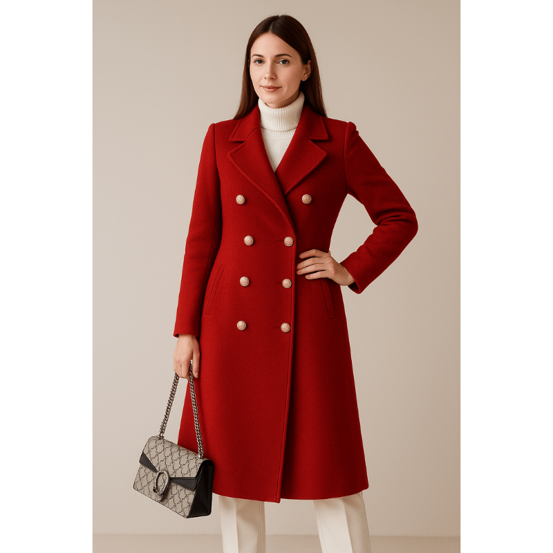 Elora Wollmischung Trenchcoat – Zeitlos eleganter, doppelreihiger Damenmantel