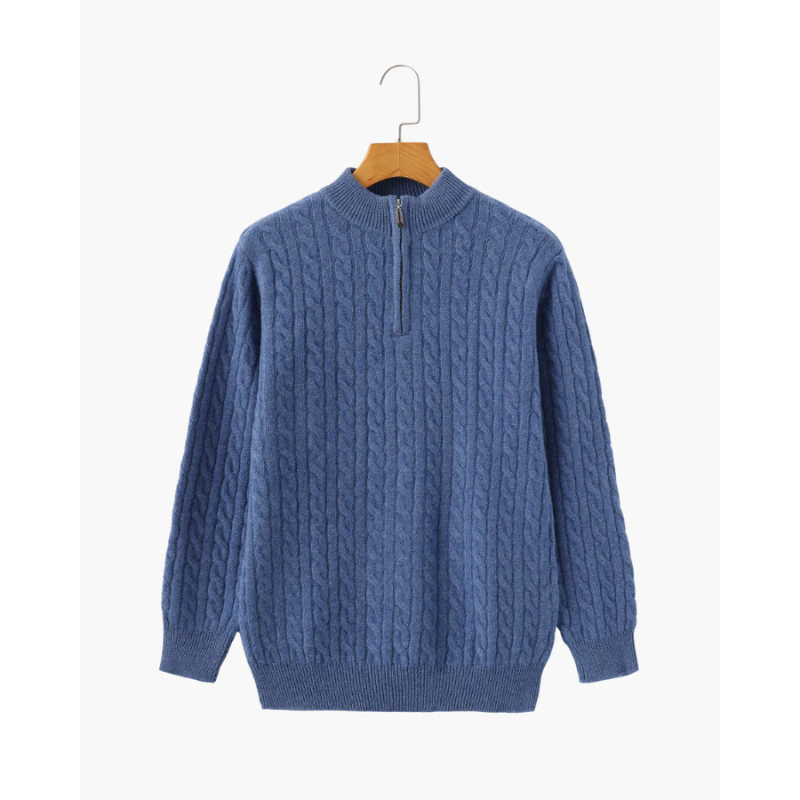 100% Kaschmir Gewebter Halbzip-Pullover