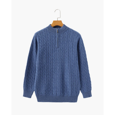 100% Kaschmir Gewebter Halbzip-Pullover