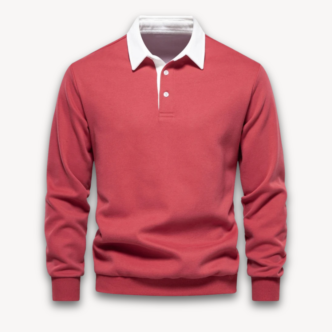 Herren Langarm Polo Pullover – 100% Baumwolle