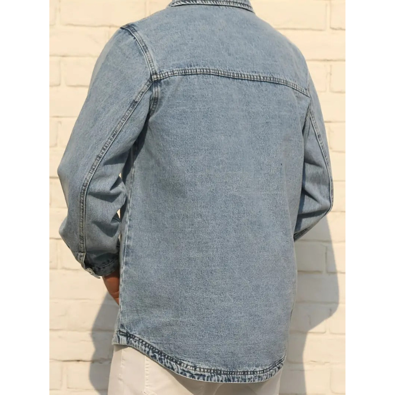 Herren Denimjacke – Hellblau mit Knopfverschluss