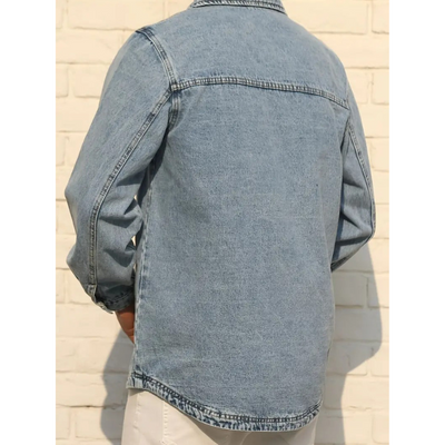 Herren Denimjacke – Hellblau mit Knopfverschluss
