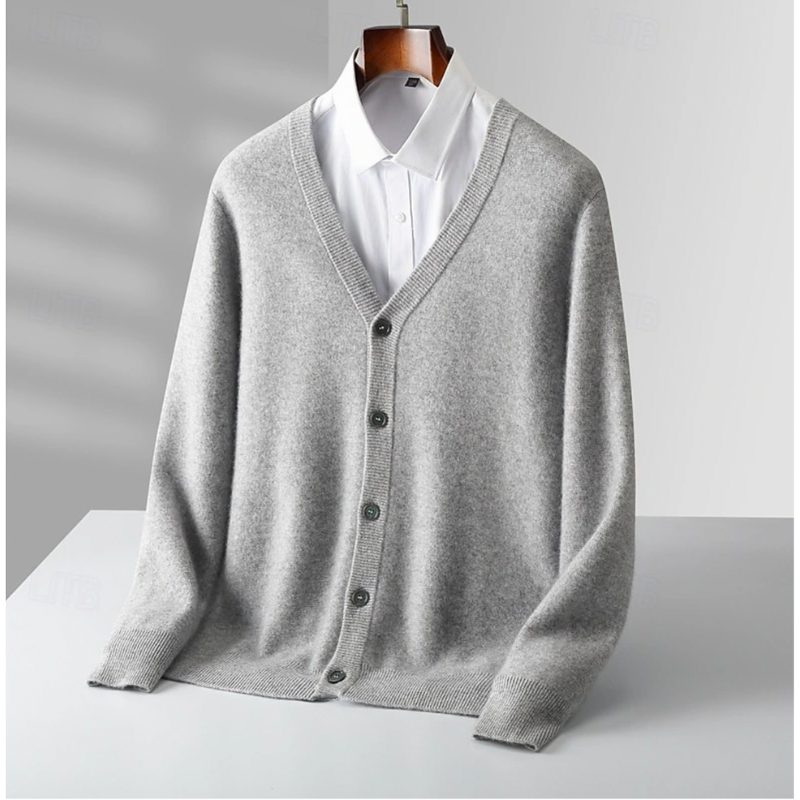 Herren V-Ausschnitt Wollweste – Klassisches Design mit Knopfverschluss