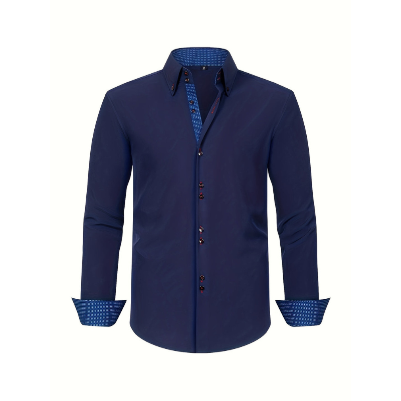 Herrenhemd – Doppelreihiges Design mit Stretch und Kontrastärmel