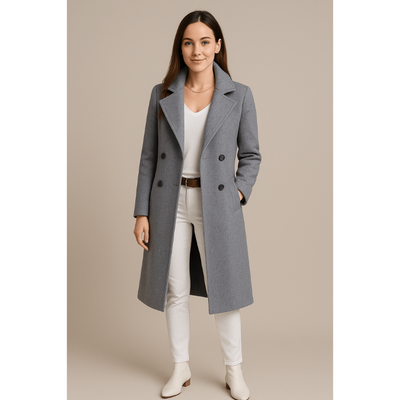 Noelle Fleece-Trenchcoat – Mittellanger Damenmantel mit Reverskragen