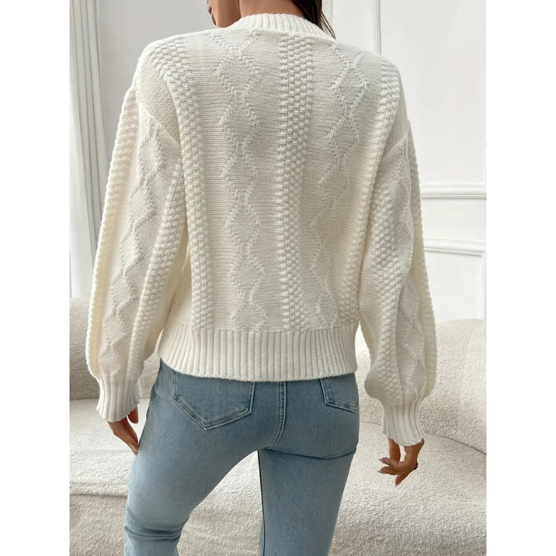 Frauen Strickjacke mit Blumenstickerei – Aprikose