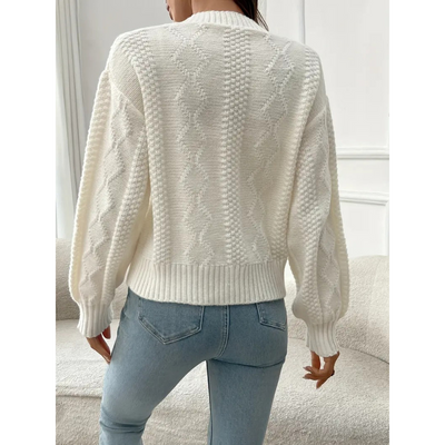 Frauen Strickjacke mit Blumenstickerei – Aprikose