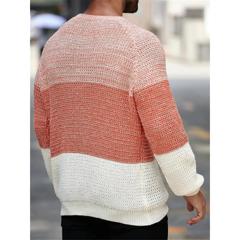 Herren Rundhals-Pullover – Gradient Mesh Strickdesign