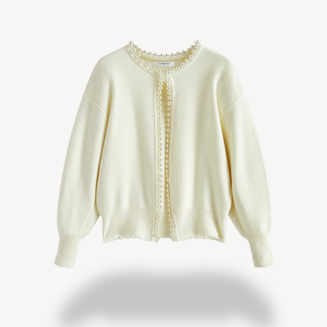Elegante und zeitlose Damen Strickjacke mit Perlenakzenten