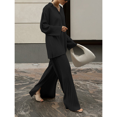 Stylisches und Bequemes Damen Oversized Plissé Co-Ord Set