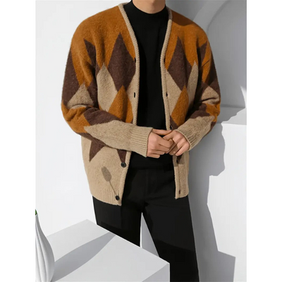 Herren Strickweste mit V-Ausschnitt und Diamantmuster