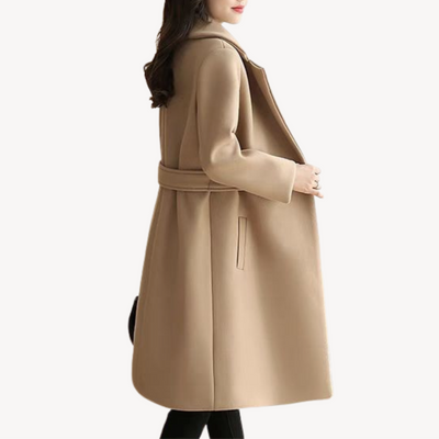 Eleganter Woll-Trenchcoat für Damen – Stilvoller Wintermantel mit Gürtel
