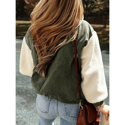 Rosa – Damen Bomberjacke mit Ripp-Details und Druckknopfverschluss