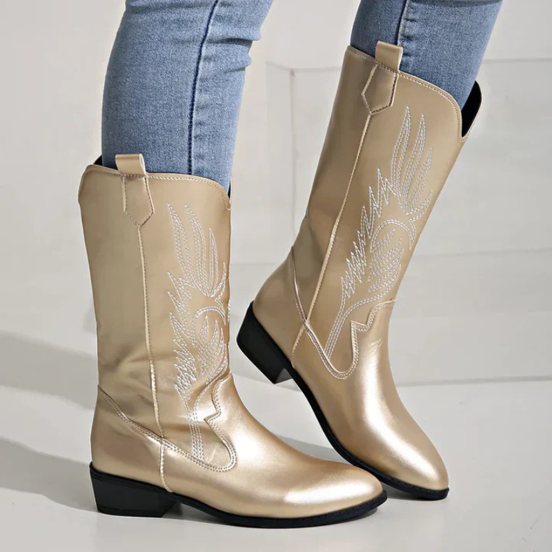 Damen Cowboy-Stiefel aus PU-Leder mit weichem Innenfutter – Clara Boots