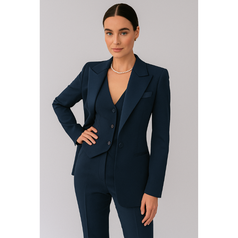 Roma Damen 3-teiliges Set – Blazer, Weste und Slim-Fit-Hose