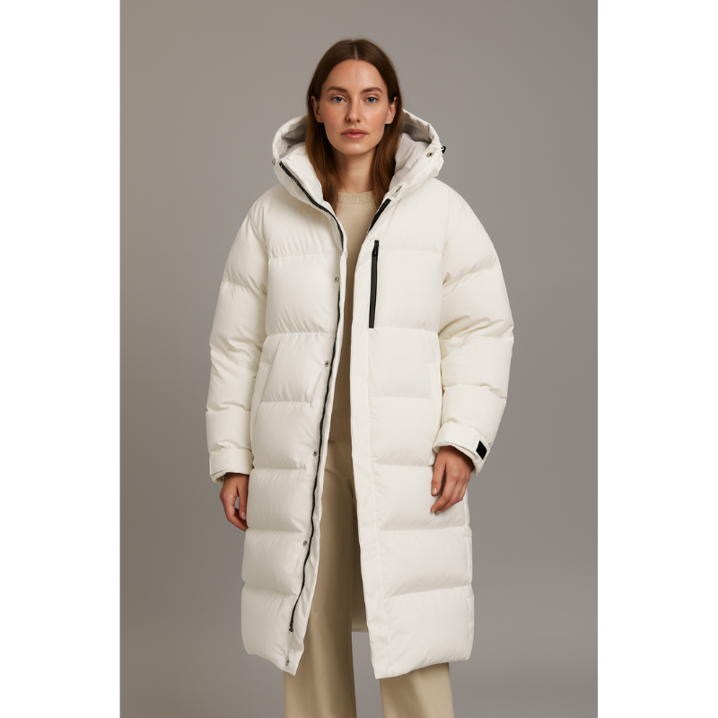 Milano Lange Damen-Pufferjacke mit Kapuze