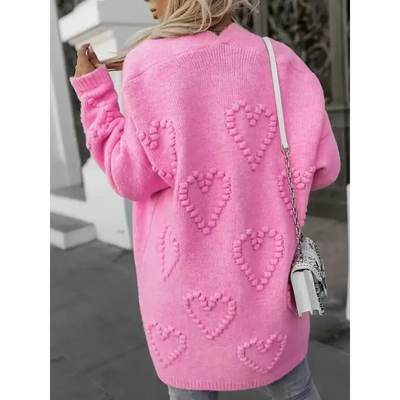 Alessia – Langer Damen-Cardigan mit Herzdesign