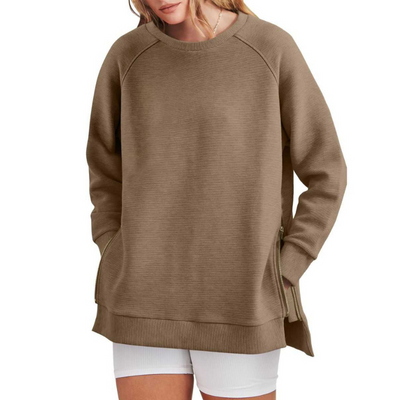 Damen Sweatshirt-Tunika mit Reißverschluss