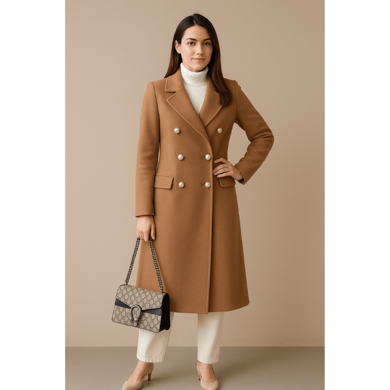 Elora Wollmischung Trenchcoat – Zeitlos eleganter, doppelreihiger Damenmantel