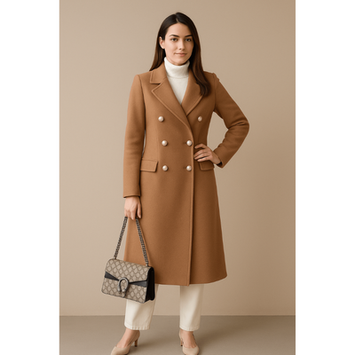 Elora Wollmischung Trenchcoat – Zeitlos eleganter, doppelreihiger Damenmantel