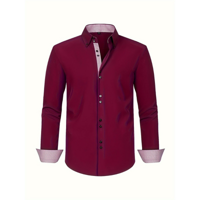 Herrenhemd – Doppelreihiges Design mit Stretch und Kontrastärmel