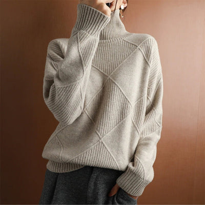Frauen Strickpullover mit hohem Kragen – Gemütliche & Oversized Eleganz