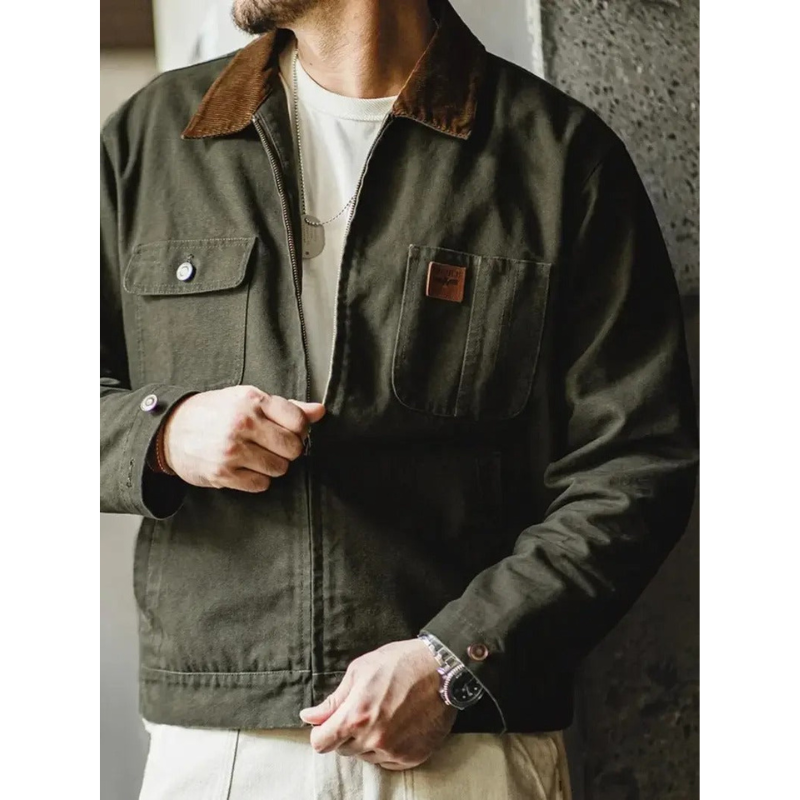 Herren Utility-Jacke mit Frontreißverschluss und zahlreichen Taschen