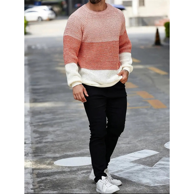 Herren Rundhals-Pullover – Gradient Mesh Strickdesign