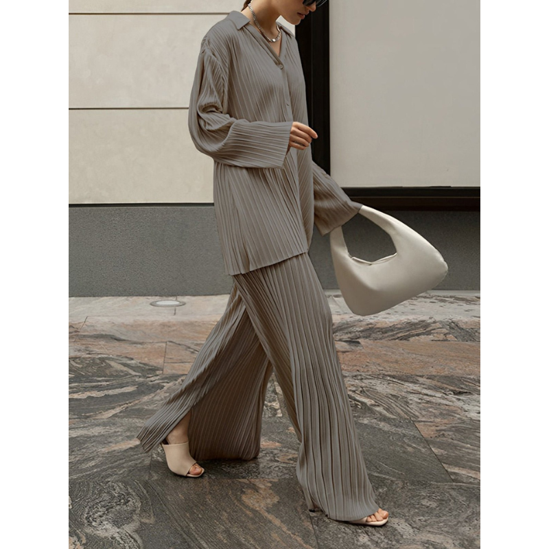 Stylisches und Bequemes Damen Oversized Plissé Co-Ord Set