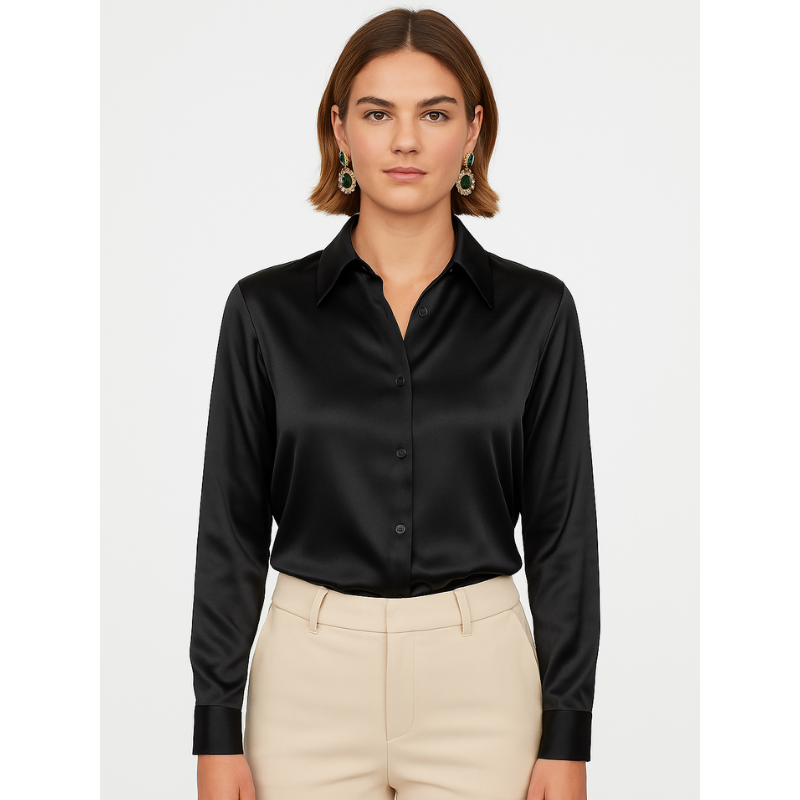 Elegante Satinbluse für Damen mit Knopfdetails – Zeitloses Design