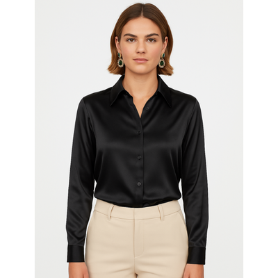Elegante Satinbluse für Damen mit Knopfdetails – Zeitloses Design