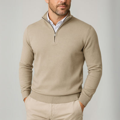 Herren Slim Fit Baumwoll Quarter-Zip Pullover