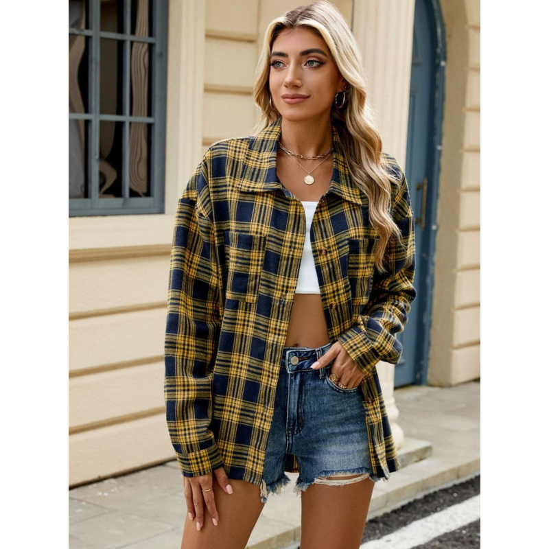 Milano Damen Karo-Bluse aus hochwertiger Baumwolle