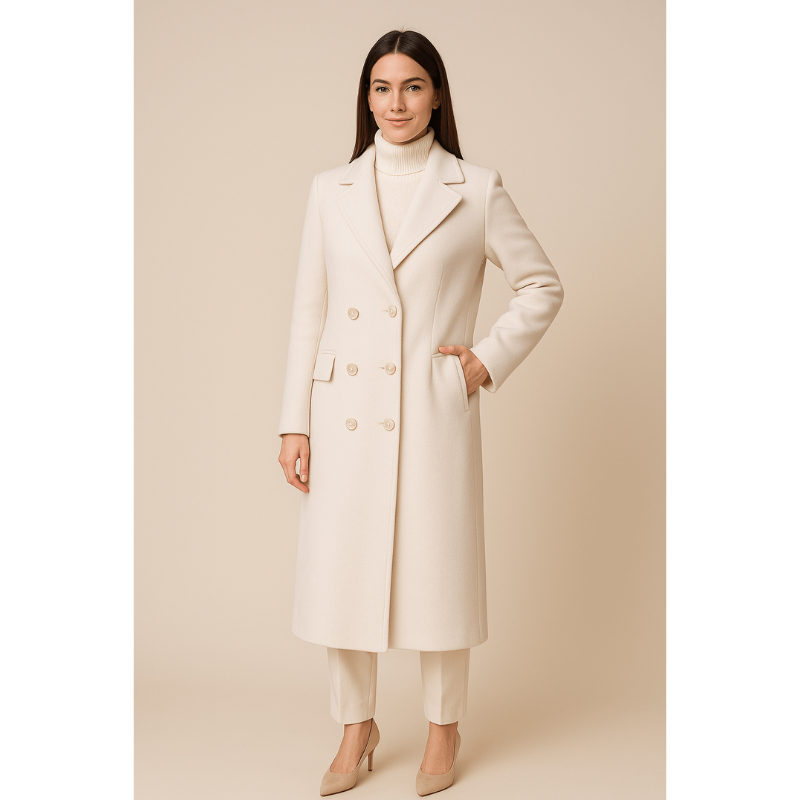 Elora Wollmischung Trenchcoat – Zeitlos eleganter, doppelreihiger Damenmantel