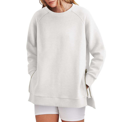 Damen Sweatshirt-Tunika mit Reißverschluss