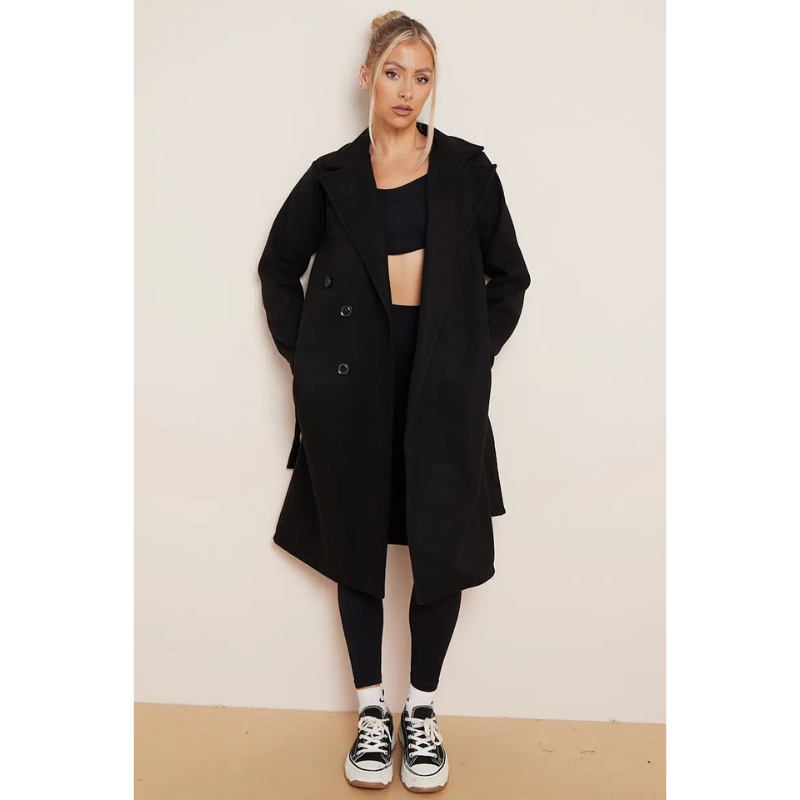 Margot - Klassischer Wollmantel mit Gürtel im Rivoli-Stil