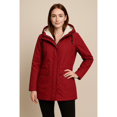 Amaya Wasserdichter Trenchcoat – Damenjacke mit Fleece-Futter und abnehmbarer Kapuze