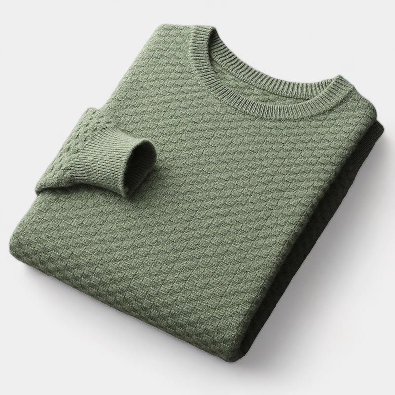 Luxuriöser Herrenpullover aus Merinowolle mit Karostrick