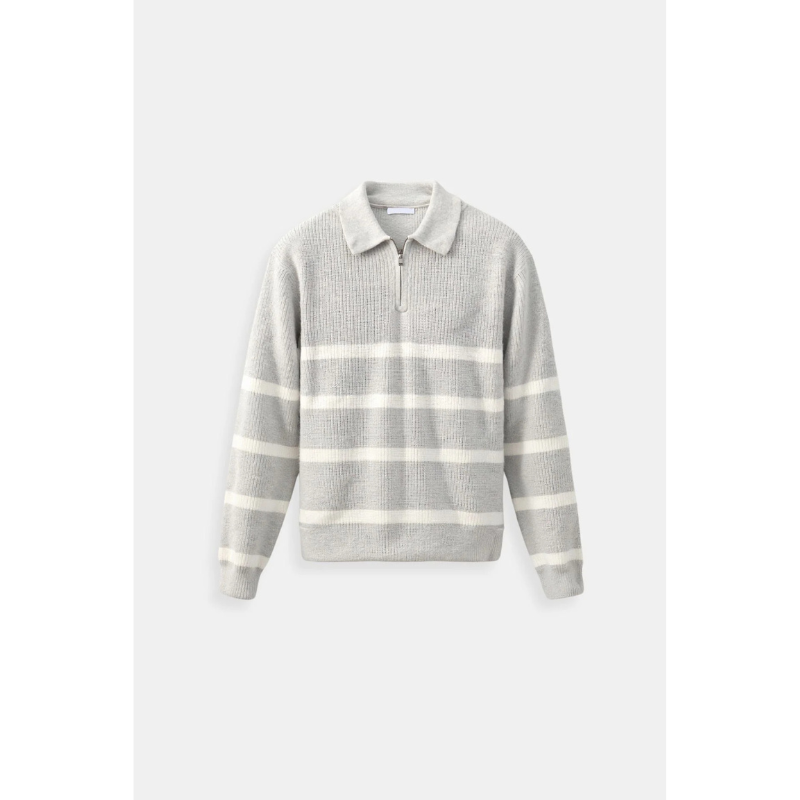 Stijn Striped Zip Sweater – Wool Blend