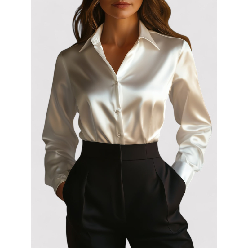 Verona Elegante Satinbluse für Damen mit langen Ärmeln