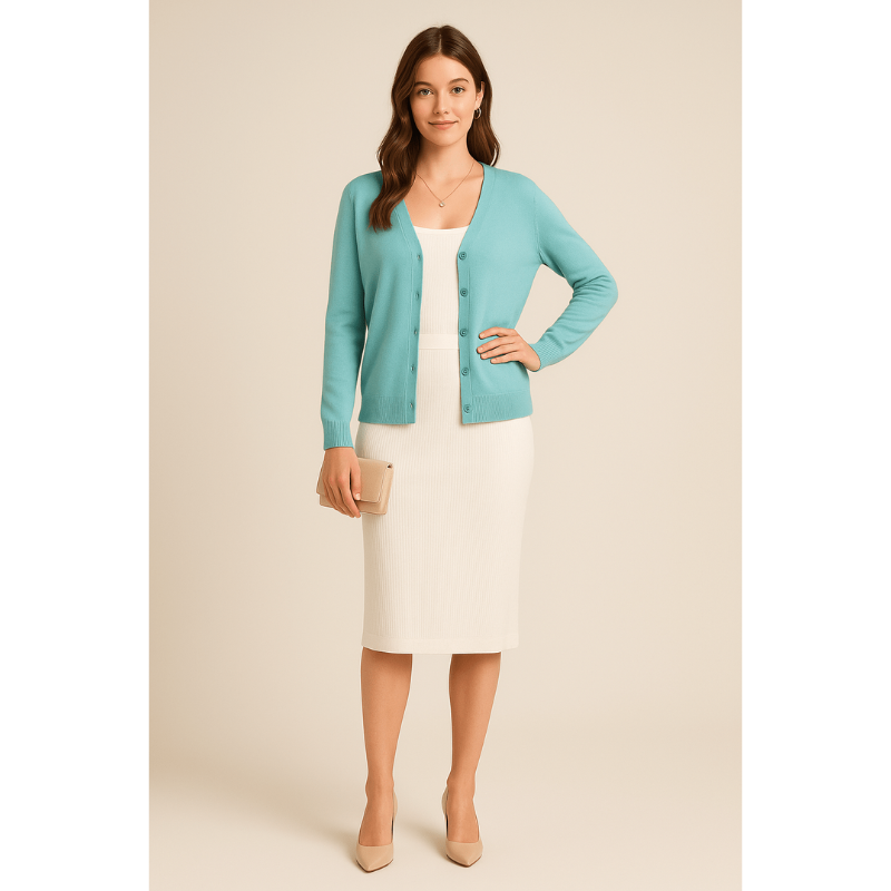 Luna Luxe V-Neck Cardigan – Damenjacke aus 100% atmungsaktiver Baumwolle