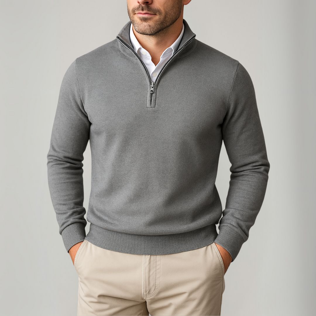 Herren Slim Fit Baumwoll Quarter-Zip Pullover