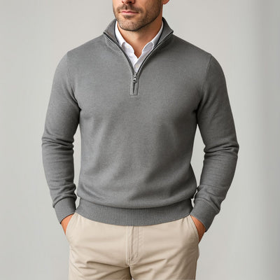 Herren Slim Fit Baumwoll Quarter-Zip Pullover