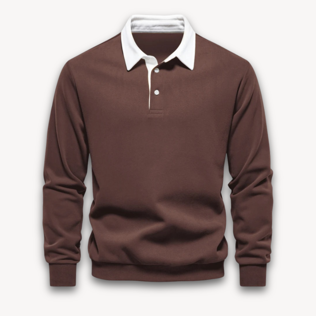 Herren Langarm Polo Pullover – 100% Baumwolle