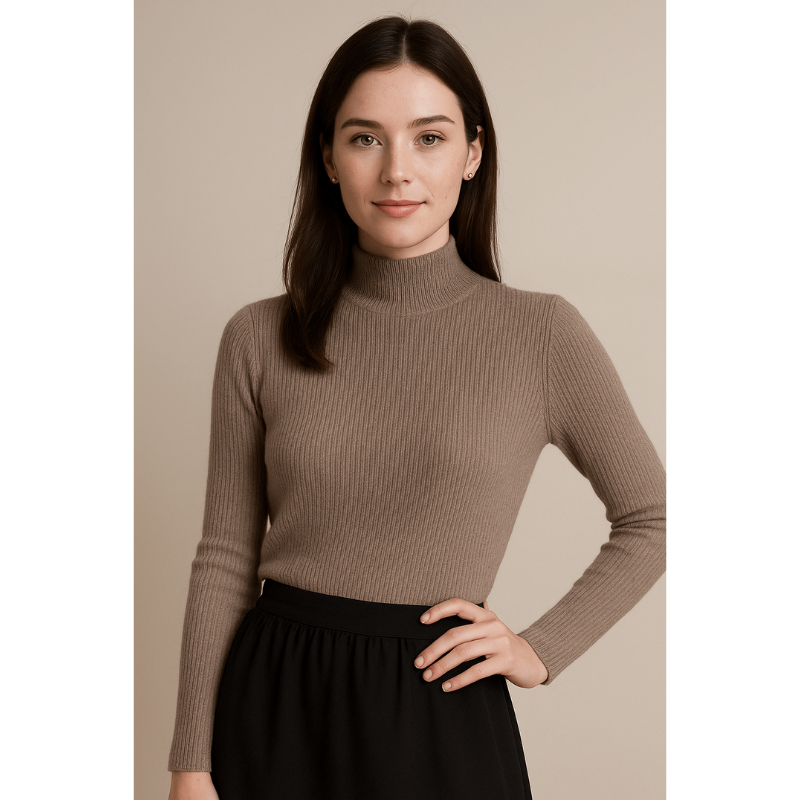Livia Rippenstrick Halber Rollkragen – Slim Fit Pullover für Damen