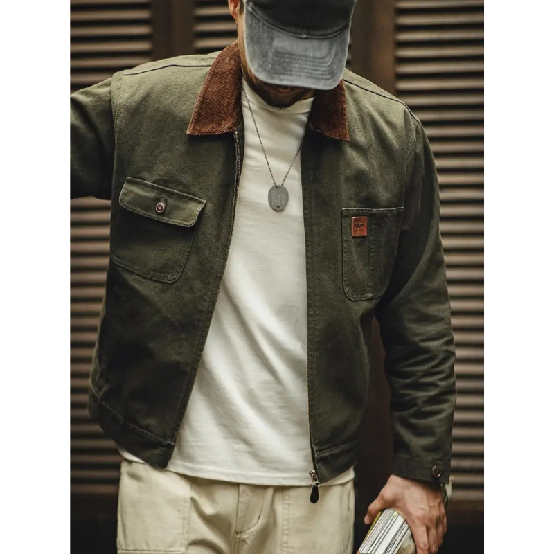 Herren Utility-Jacke mit Frontreißverschluss und zahlreichen Taschen