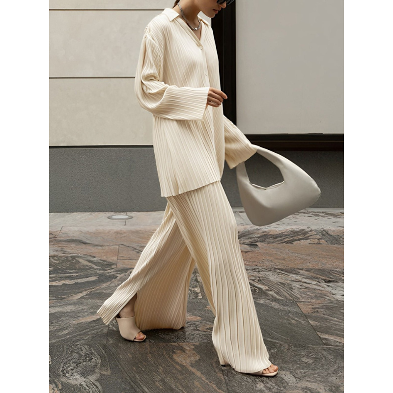 Stylisches und Bequemes Damen Oversized Plissé Co-Ord Set