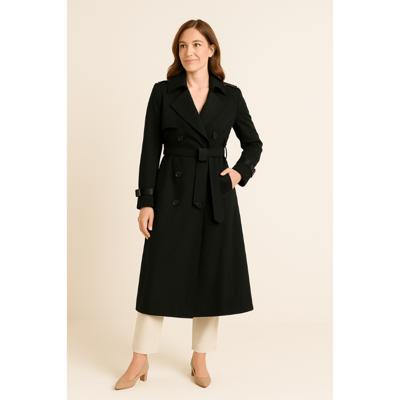 Milano Damen Trenchcoat – Doppelknopf-Design mit Taillengürtel
