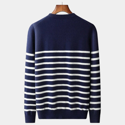 Navy Merino Wool Pullover – Timeless Elegance for Men